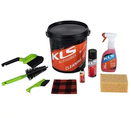 Kellys tisztító/karbantartó készlet (vödör, kefe, szivacs, törlőkendő, lánc olaj, tisztító folyadék, polírozó spray)