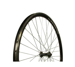 28-as trekking vagy cross első kerék duplafalú Warrior 36 lyukas golyós V-fékes gyorszár nélküli fekete