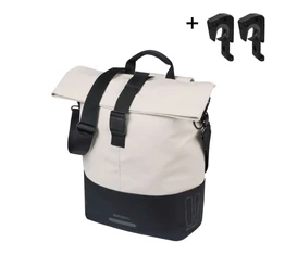 Basil Cove Shopper csomagtartóra szerelhető táska 1 részes 16l, akasztható-biztosítható, fehér/fekete