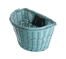 Ridepositive Natural halványkék rattan kerékpáros első kosár gyorsrögzítővel