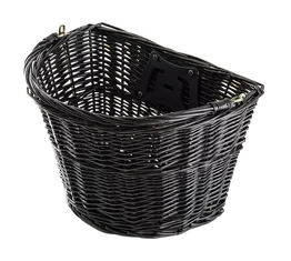 Ridepositive Natural fekete rattan kerékpáros első kosár gyorsrögzítővel