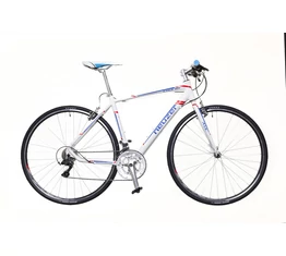 Neuzer Courier DT fitness kerékpár 16 fokozatú Shimano Claris váltó, fehér/kék-piros matt, 52cm