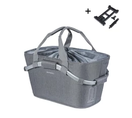 Basil 2 day Carry All kosár csomagtartóra, szürke,Mik 2.0 adapterrel, 22L kapacitás