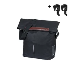 Basil City Shopper csomagtartóra szerelhető táska 1 részes 16l, akasztható-biztosítható mik hooks, fekete