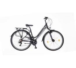 Neuzer Ravenna 100 női alumínium vázas trekking kerékpár agydinamós, teleszkópos fekete rózsaszín matt 19"