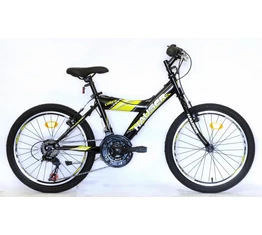 Hauser Cobra 20"-os gyerekkerékpár, fiú, Shimano Revoshift 18 seb. váltórendszer, fekete/sárga