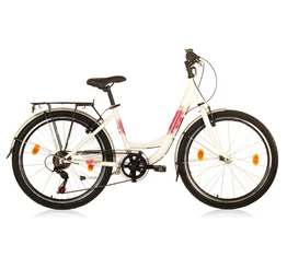 Hauser Swan 24"-os gyerekkerékpár, 6 sebességes Shimano váltó, city, fehér
