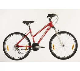 Kerékpár MTB Caprine Forest Comfort női bézs/piros, állítható kormányszár, Altus, Suntour XCT