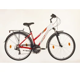 Hauser Voyager női trekking kerékpár, aluvázas, EF51/TX50 váltórendszerrel, fehér/piros