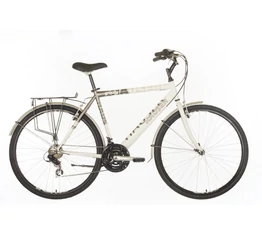 Hauser Grizzly férfi trekking kerékpár, Shimano markolatváltó, duplafalú abroncs, mattfehér/mszü 21"