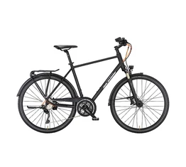 KTM Life 1964 férfi trekking kerékpár, 30 fokozatú Deore XT váltó, tárcsafék, matt fekete 51cm