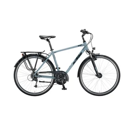 KTM Life Time férfi trekking kerékpár 24 fokozatú Shimano Deore váltó, V-fék, szürke/fekete 56cm