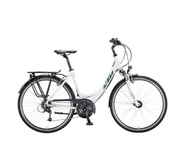 KTM Life Time női trekking kerékpár 24 fokozatú Deore váltó, holdezüst-szürke mono váz 46cm