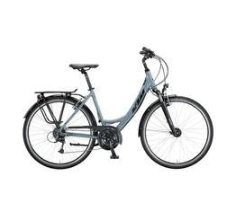KTM Life Time női trekking kerékpár 24 fokozatú Deore váltó, szürke-fekete mono váz 46cm