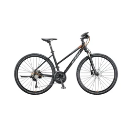 KTM Life Action női cross kerékpár 30 fokozatú Shimano DeoreXT váltó, mattfekete/titánszürke 51cm