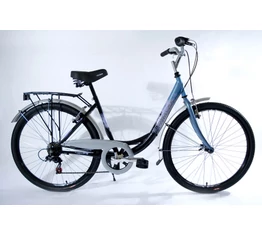 Hauser Swan 26"-os városi kerékpár, 6 sebességes, duplafalú abroncs, világoskék/fekete