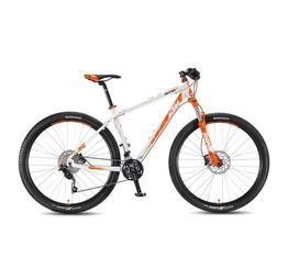 KTM Ultra Fire 2016 29"-os MTB kerékpár 30 sebességes Shimano Deore váltó, hidr.tárcsafék , fehér/narancs 17"