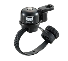 Cateye csengő OH-2400 pici fekete Flex Tight rögzítéssel - akár lámpatartóval is kombinálható