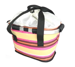 Pretty első kosár női alukeretes gyorsrögzítős 4 kg-ig terhelhető drapp/barna/pink csíkos