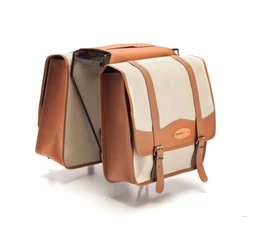 BoninBike West csomagtartótáska műbőrből két részes 2x12,5 liter krém/bézs színű