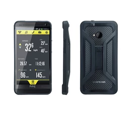 Topeak Ride Case mobiltelefontartó, HTC ONE-hoz, dönthető, karbon hátlappal, lézergravirozott logó