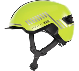 Abus HUD-Y felnőtt városi bukósisak In-Mold, mágneses hátsó lámpa, signal yellow M (54-58cm)