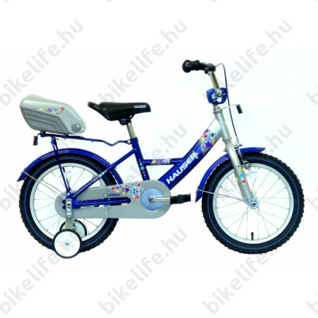 Hauser Swan 16"-os gyerek kerékpár kontrafékes, ezüst/kék színrefújt sárvédők+doboz
