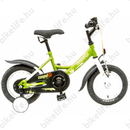 Csepel Drift 12"-os fiú gyerek kerékpár kontrafékes gyíkos, zöld/fehér