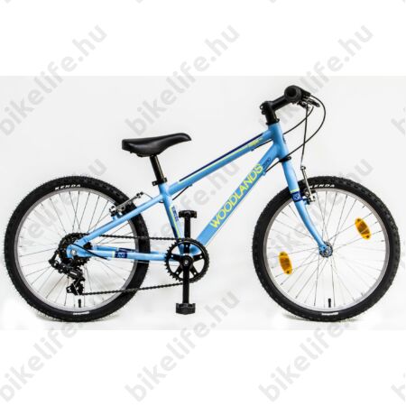 Csepel Woodlands 20"-os gyerek kerékpár alumínium vázzal, 6 fokozatú Shimano váltó, matt kék