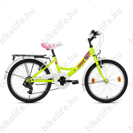 Csepel Flora 20" lányka gyermek kerékpár, 6 fokozatú váltó, szitakötős, rózsaszín/ciklámen