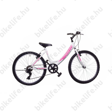 Neuzer Cindy 24"-os lányka gyerek kerékpár 6 sebességes Shimano váltó fehér/pink