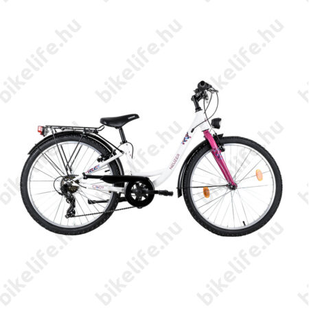 Neuzer Cindy City 24"-os gyermek kerékpár lány, 6 sebességes, fehér/pink új design