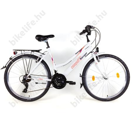 Csepel Ranger női MTB kerékpár city felszereltség, 21sebességes váltó, piros, 17"