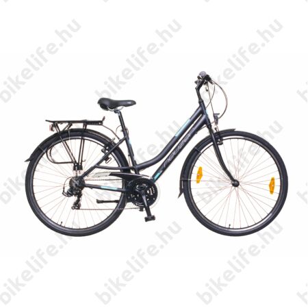 Neuzer Ravenna 50 alumínium vázas női trekking kerékpár, merev villás, fekete/türkiz matt 19"