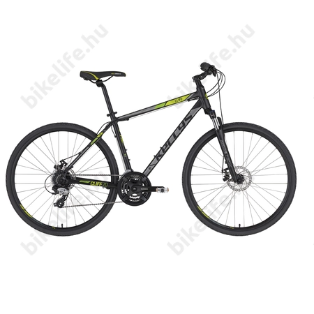 Kellys Cliff 70 Black Green cross kerékpár 24 fokozatú EF510/TX800 váltó, mechanikus tárcsafék, 19"