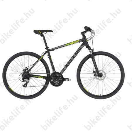 Kellys Cliff 70 Black Green cross kerékpár 24 fokozatú EF510/TX800 váltó, mechanikus tárcsafék, 19"