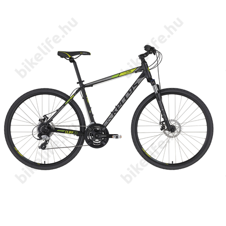 Kellys Cliff 70 Black Green cross kerékpár 24 fokozatú EF510/TX800 váltó, mechanikus tárcsafék, 21"