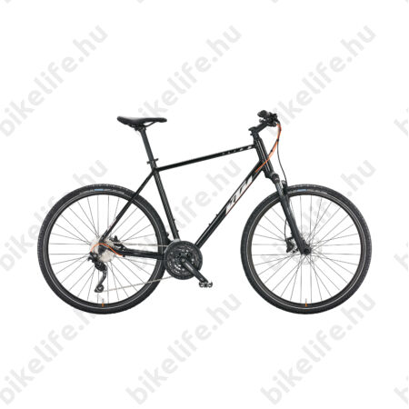KTM X-Life Action férfi cross kerékpár 30 fokozatú Deore váltó, tárcsafék, levegős teleszkóp, fényes fekete 51cm