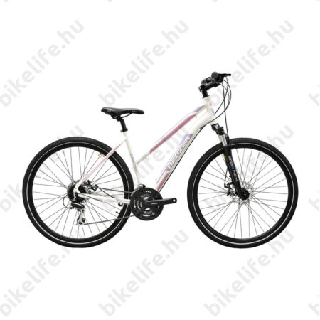 Neuzer X200 Disc női cross kerékpár 24sebességes Shimano váltó, fehér/bordó-mályva 19"