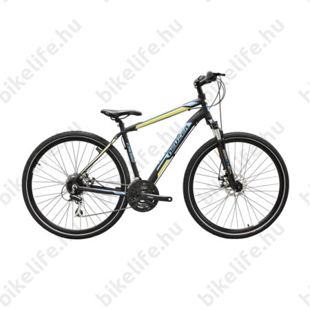 Neuzer X200 Disc ffi cross kerékpár 24sebességes Shimano váltó, fekete/kék-sárga 19"
