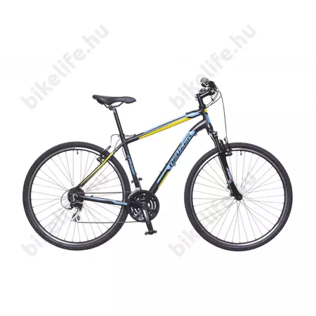Neuzer X200 férfi cross kerékpár 24sebességes Shimano Acera váltó, fekete/kék-sárga 21"