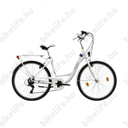 Neuzer Venezia 26"-os városi kerékpár 6 sebességes, fehér, fehér fém sárvédőkkel