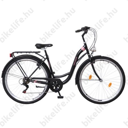Neuzer Ravenna 6 28"-os városi kerékpár 6 sebességes Shimano váltó, fekete/korall