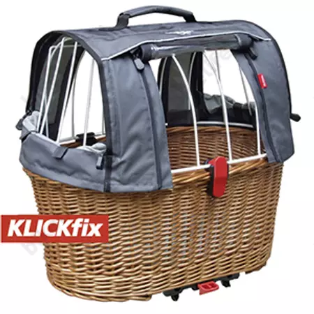 KTM kisállat szállító hátsó kosár, Klickfixes, drótfedéllel, esővédővel, párnával