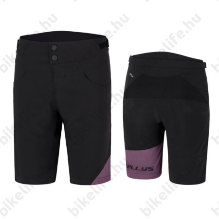 Kellys Levitate kerékpáros rövid nadrág, női, betét nélküli szabadidős, fekete/lila M