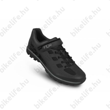 FLR Rexston szabadidő/Gravel cipő, fűzős, rejtett stopli 42-es méret fekete/szürke