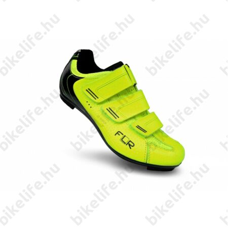 FLR Pro Road F-35 országúti cipő, 3 tépőzáras, neon sárga, 44-es