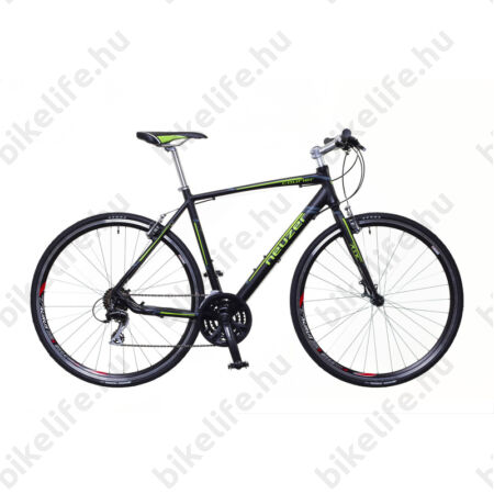 Neuzer Courier fitness kerékpár 21 fokozatú Shimano Acera váltórendszer, fekete/zöld-szürke matt 56cm