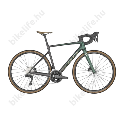 Scott Addict 20 országúti kerékpár karbon váz és villa 24 fokozatú Shimano 105 Di2 váltó, fekete/zöld M/54cm