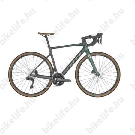 Scott Addict 20 országúti kerékpár karbon váz és villa 24 fokozatú Shimano 105 Di2 váltó, fekete/zöld M/54cm